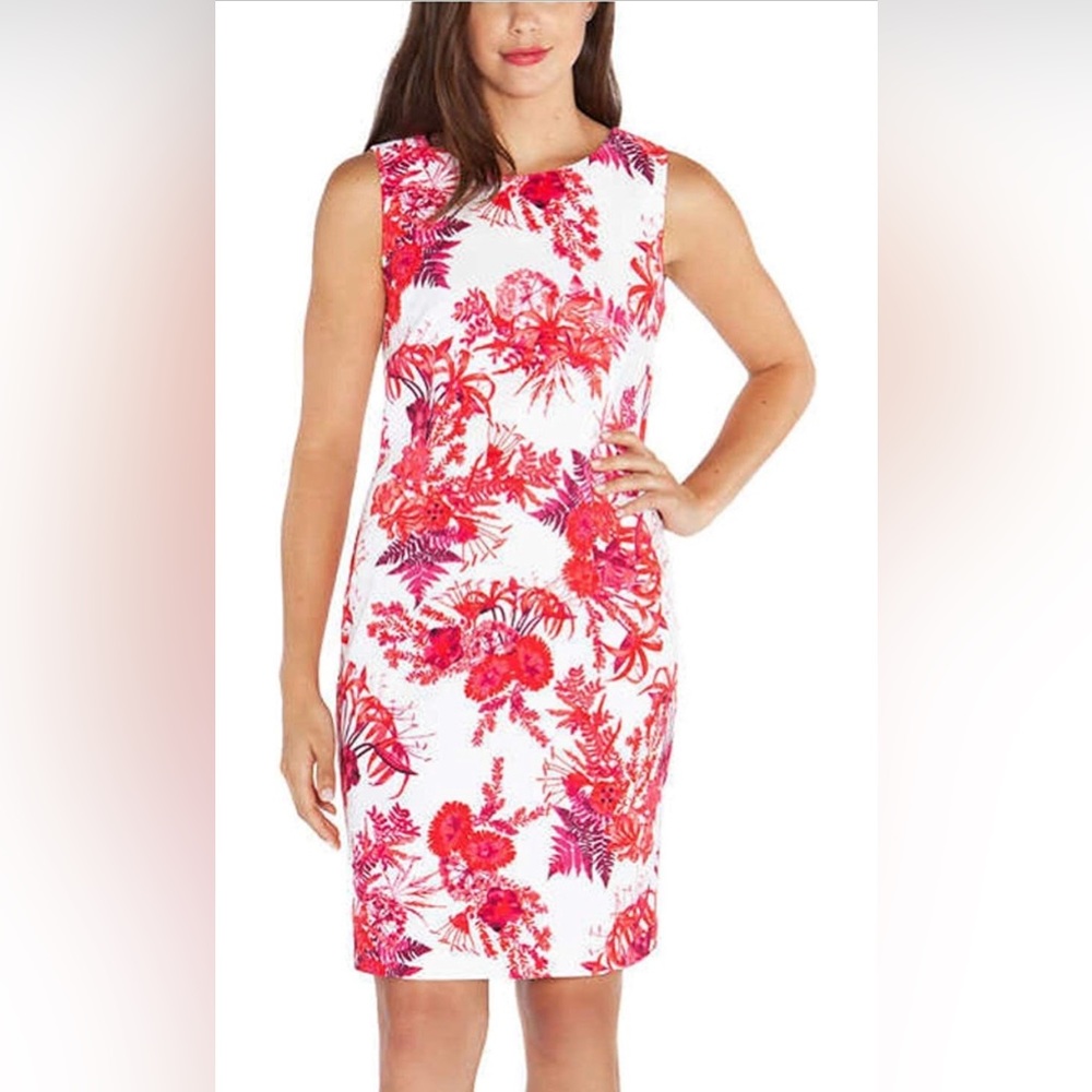 Mario Serrani Ladies Shift Formal Dress (Pink Floral, Size 6)